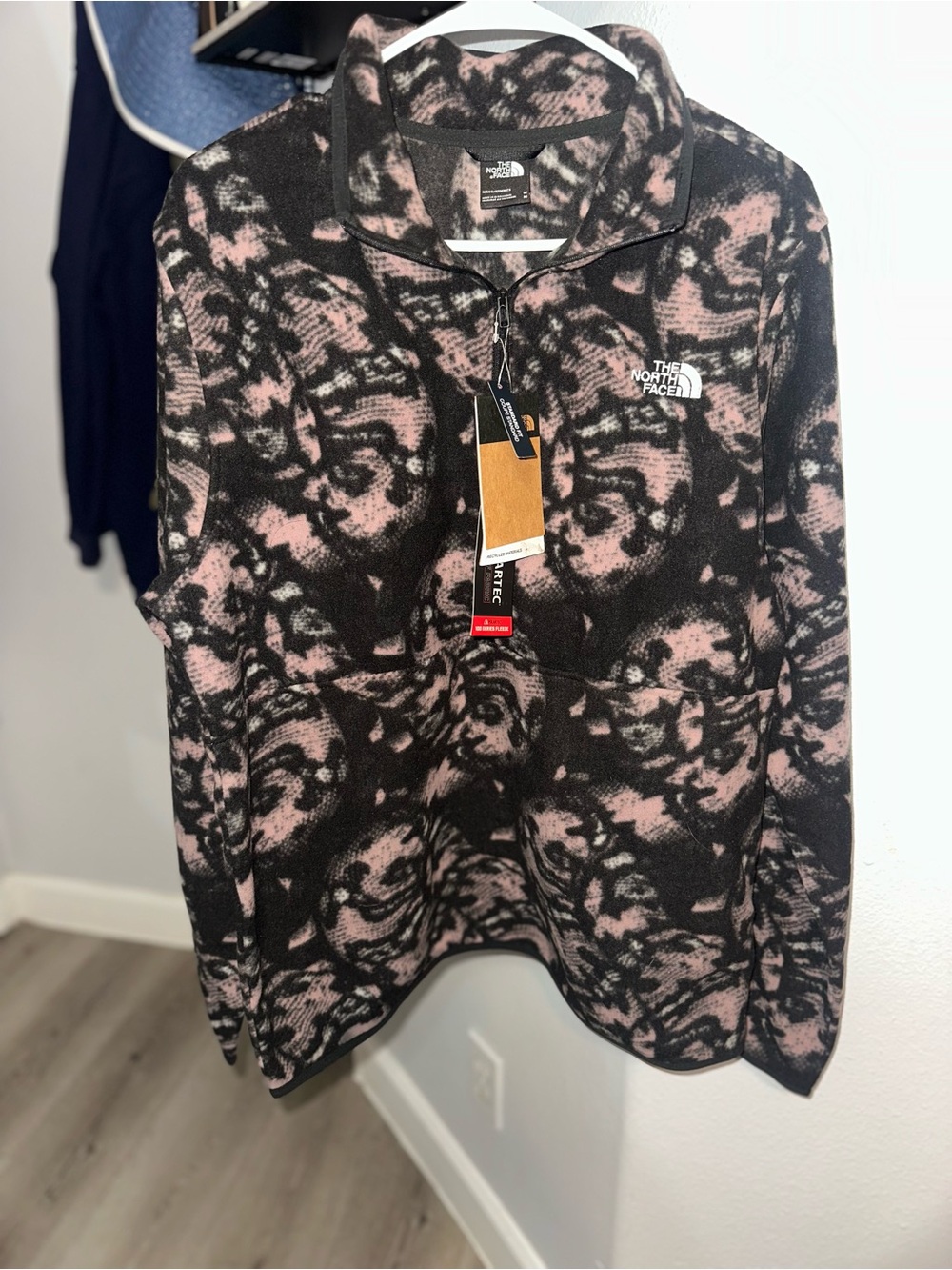 The North Face Women's Black & Pink Patterned Quarter-Zip Fleece Pullover